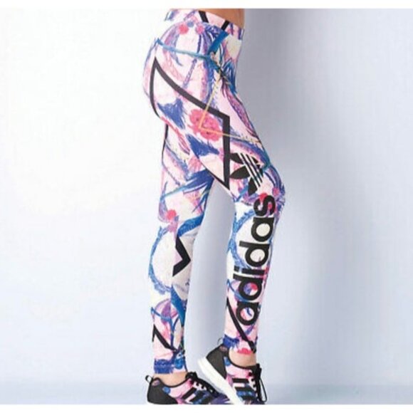 Adidas Farm Rio Optic Bloom Florera Bird Leggings Womens Medium Logo - Picture 1 of 15